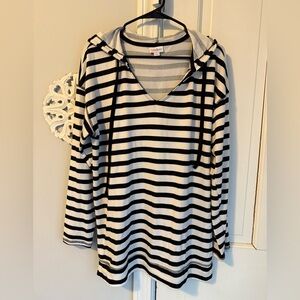 Lularoe Black and White Striped Hoodie